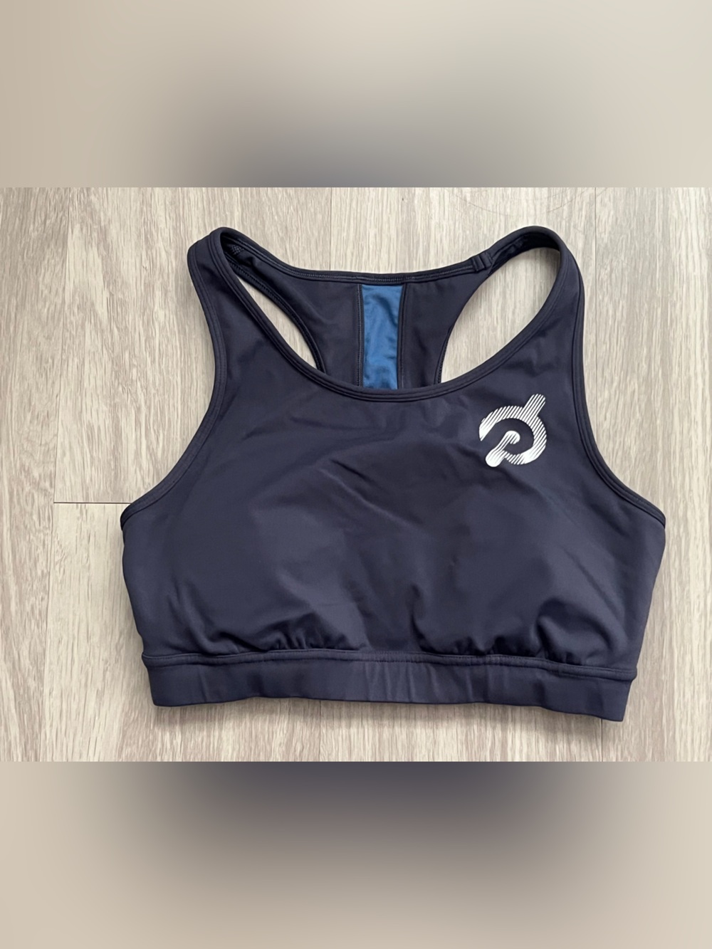 Peloton Women’s Medium Navy Blue Racerback Sports Bra Athletic Workout Top